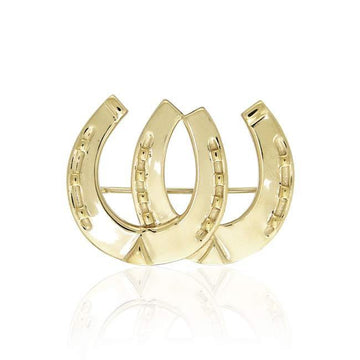 Horseshoes Equestrian Gold Vermeil Brooch VBC070 - Jewelry